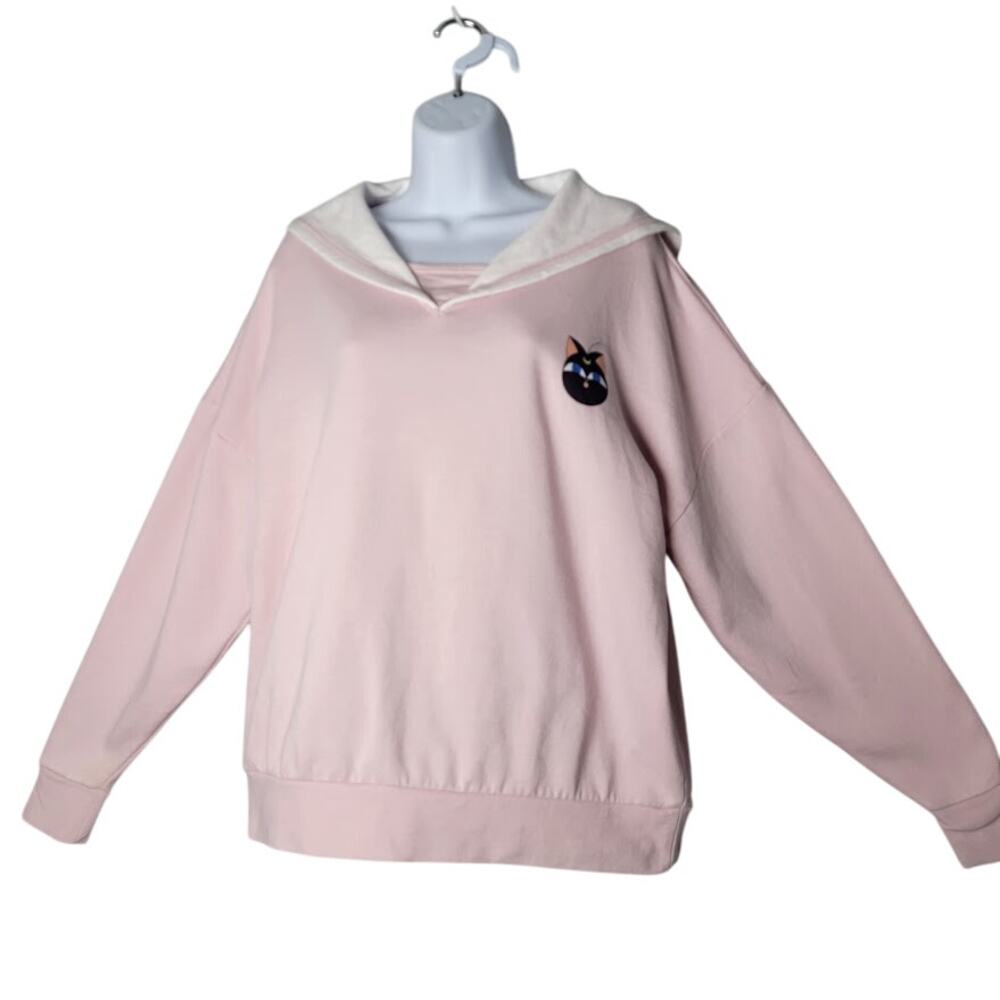 Sailor Moon Chibi-Usa Pink Sweatshirt Women's M‎ Anime Luna-P Cat Hot Topic